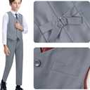 Boys Suit Kids Suits Tuxedo for Boys Toddler Vest Pants Set Ring Bearer Outfit Dress Clothes (Gray, 16Y)