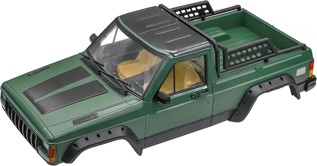 1/10 RC Crawler Hard Body Shell Kit - 313mm Wheelbase Cherokee Body for Axial SCX10, SCX10 II 90046, 90047 & TRX4 Kits (Pickup-Green)