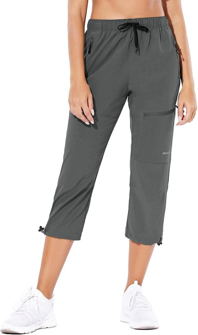 baleaf Women's Hiking Cargo Capris Outdoor Lightweight Water Resistant Pants UPF 50 Zipper Pockets (X-Large)