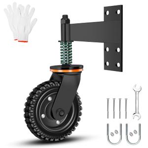 8 Inch Heavy Duty Fence Gate Wheel - 600lb Capacity for Metal Tube Gates With 360 Degree Rotation Spring Loaded Caster - Includes Screws and Screwdriver - Durable Wheel for Smooth Operation (Black)