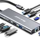Hiearcool USB C Hub Ethernet,4K@60 USB-C to HDMI Hub,8in1 Multi-Port USBC Adapter Type C Dock Dongle Compatible for MacBook Pro Air iPad Dell Lenovo (Grey)