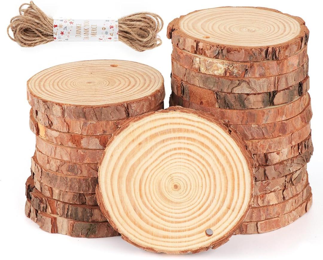 30 Pcs Wooden Discs for Crafts3.1''-3.5'' Wood Circles for Crafts, Wood Slices for Painting DIY Christmas Ornaments Party Wall Home Wedding Decor (2.3-2.7in/6-7cm(50Pcs))