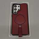 for Samsung Galaxy S26 Ultra Case Leather with Stand, Anti-Slip Grip Ring, Fits for MagSafe (Burgundy, S26 Ultra)