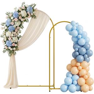 Metal Arch Backdrop Stand 2 Set (7.2FT/6FT), Gold Wedding Arch Frame, Balloon Arch Stand for Wedding, Baby Shower, Birthday, Ceremony, Party Decor