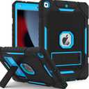 Case for iPad 9th/8th/7th Generation 2021/2020/2019(10.2 inch), Heavy Duty Military Grade Shockproof Rugged Protective 10.2" Cover with Built-in Stand for iPad 9 8 7 Gen (Black+Blue)