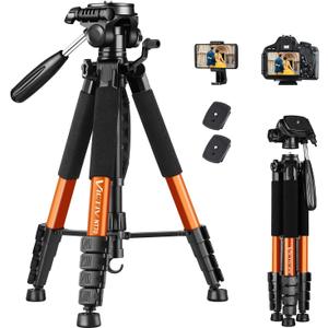 Victiv Tripod 74-Camera-Tripod for Cell Phone, Aluminum Professional Heavy Duty Camera Tripod Stand, Tripod for Camera DSLR SLR with Carry Bag, Compatible with Canon Nikon iPhone (74", Orange)