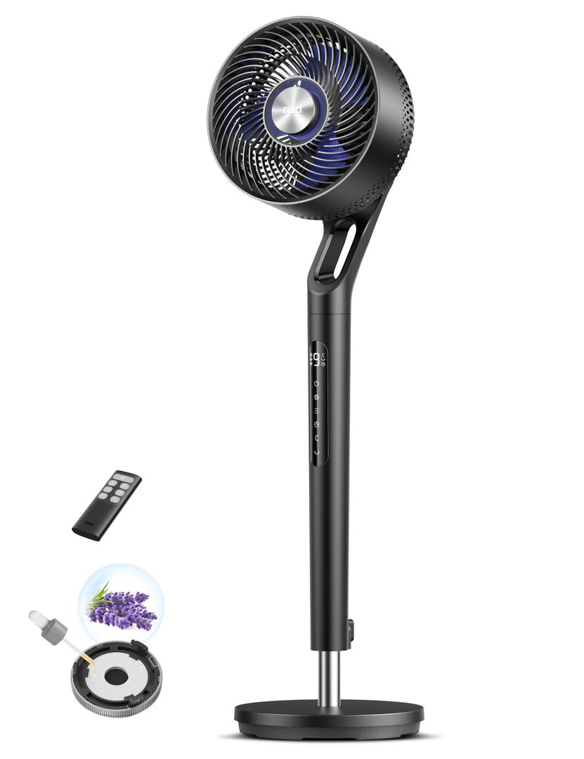DREO Standing Fan for Bedroom,120°+100° Oscillating Fan, Quiet Pedestal Fan
