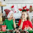 Skylety 36 Pcs Bulk Christmas Candy Plastic Cups with Straws and Lids for Coworkers Employee 16 oz Red White Candy Cups Xmas Tumbler Reusable for Team Nurse Teacher Office Staff Hot Chocolate, 4Style