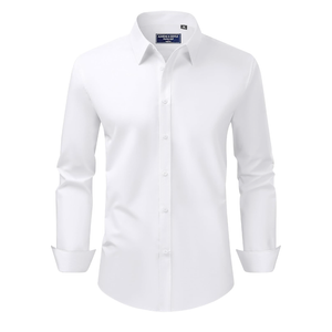Alimens & Gentle Men's Dress Shirt Regular Fit Stretch Stain Shield Long Sleeve Solid Business Wedding Button Down Shirts, XL