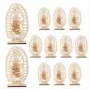 12 Pcs Wooden Baptism Centerpieces for Table,Centros De Mesa Para Bautizo Bodas Decorations,Mi Primera Comunin Decoraciones,Baptism Decorations for Girls,Bautizo Recuerdos De Bautizo Para Nio Nia