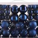 Christmas Balls Tree Ornaments Set, Shatterproof Xmas Decorations Set with Reusable Hand-held Gift Package for Holiday Indoor Tree Decor (100Pcs, Dark Blue)
