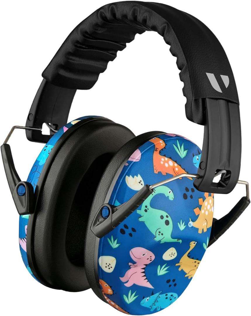 Vanderfields Hearing Protection Ear Muffs - Over 33 dB (2K Hz) Broad Noise Cancelling Sound Reduction Earmuffs for Kids 3-12, Dinosaur Club