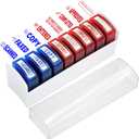 Self Inking Office Stamp Set for Approved Paid Completed Copy Faxed Scanned Stamps, Rubber Business Stamp 8 PCS with Plastic Tray Message Account Stamp Paper Work Text Ink Stampers