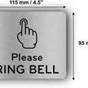 Please Ring Bell Sign Adhesive Sticker Notice, SILVER/GOLD/BLACK engraved with Universal Icon Symbol and Text (Size 11cm x 9cm). Waterproof and Durable.