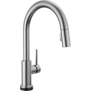 Delta Trinsic Touchless Kitchen Faucet with Touch Technology, Brushed Nickel Kitchen Sink Faucet with Pull Down Sprayer, Single Hole, Arctic Stainless 9159TL-AR-DST