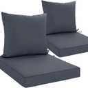Outdoor Cushions for Patio Furniture, Waterproof Outdoor Chair Cushion w/Fade-Resistant, Removable & Machine-Washable Cover, 22x22 Inch, Deep Seat Sofa/Couch Pad Replacement  Set of 2, Dark Grey