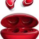 Heart Shaped Small Mini Earbuds Blue Tooth Ear Buds for Small Ears Canals Women Kids Girls, Red Cute Micro Tiny Invisible Hidden Kids Earbuds Wireless Bluetooth Headphones for iPhone Android Work