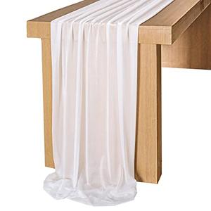 Lookein 10 Feet White Chiffon Table Runner Sheer Wedding Table Cloth 29x120 Inches Rustic Wedding Decorations French Chiffon Table Runner