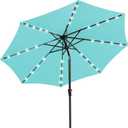 JEAREY 9FT Outdoor Patio Umbrella with Solar Lights, LED Lighted Pool Umbrella with Tilt and Crank, Outdoor Table Umbrellas for Deck, Yard & Market (Teal)