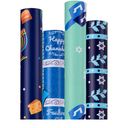 Hanukkah Wrapping Paper (4 Rolls, 93 sq. ft. ttl) Menorahs, Dreidels, Stripe and Star of David Design for Holiday Gift Wrap  Traditional Hanukkah Elements Collection  17 Inches x 16.5 Feet Per Roll