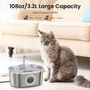 PawsPik SS-01 Stainless Steel Faucet-Design Cat Fountain 108.2 oz.