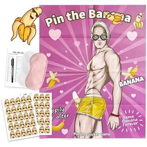 Bridal Shower Bachelorette Party Games, Pin the Banana on The Hunk Game Bridal Shower Wedding Engagement Party Games Girls Night - For 56 Guests, Set of 5