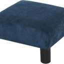 Joveco Small Foot Rest Stool Ottoman, 15" Fabric Square Short Low Footstool Upholstered Footrest for Chair, Under Office Desk, Living Room, Navy Blue
