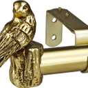 1-1/8 Inch Diameter Brushed Gold Curtain Rod with Bird Design Finials, 72-144'' Telescoping Single Curtain Rods for window width 68-140 inch, Decorative Drapery Rods for Bedroom,Living Room