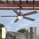 52" Outdoor Ceiling Fans with Lights, Gazebo Hanging Fan with 3CCT Remote Control 6-Speeds DC Motor,IP65 Waterproof Ceiling Fan for Patio Porch Pergola(Oil-Bronze)