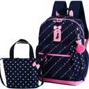 VIDOSCLA 3Pcs Heart Printing Backpack Sets Bowknot Primary Schoolbag Travel Daypack Shoulder Bag Girls Rucksack knapsack