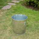 Gardenised Round Galvanized Steel, 12 Gallon Trash Can with Lid - Durable Metal Bucket for Backyard, Lawn, Garden and Yard Use - Weather-Resistant Garbage Can for Indoor and Outdoor, 16-inch