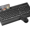 seenda Bluetooth Keyboard and Mouse, COE201 Multi-Device Ergonomic Keyboard Mouse with Phone Holder, Full Size Wireless Quiet Combo Compatible for Windows, Laptop, MacBook Pro/Air, PC, iPad - Black
