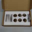 Set of 6 - Elegant Vintage Bloom Antique Brass Cabinet Knobs with Backplate, Drawer Pulls for Kitchen, Dresser Cabinet Hardware for Bedroom, 1-1/4 Inches Diameter Handles