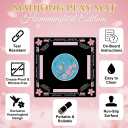 American Mahjong Mat with Rules Printed (33x33, 2.5mm Thick, Hummingbird Black) Mahjong Mat for Table w/Bag, Crease-Proof Waterproof Non-Slip, Soft Mahjong Table Mat, Noise Reduction