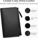 A5 Leather Pocket Insert for Journal – Handmade Genuine Leather Organizer with 3 Card Slots & Large Zipper Pocket, Refillable Journal Accessory for A5 Notebooks 5.8" x 8.3", Black