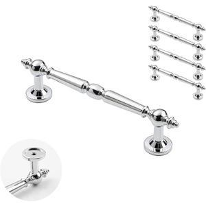 3 x 5 Pack 5 Inch Hole Center Polished Chrome Cabinet Pulls, Solid Zinc Alloy Drawer Handles 165mm Total Length Modern Furniture Hardware for Bathroom Kitchen Wardrobe,Include Mounting Screws