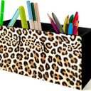 Leopard Print Pen Pencil Holder Organizer for Desk, Leopard Print Room Decor, Preppy Cheetah Kitchen Cooking Brush Makeup Utensil Holder (Black)