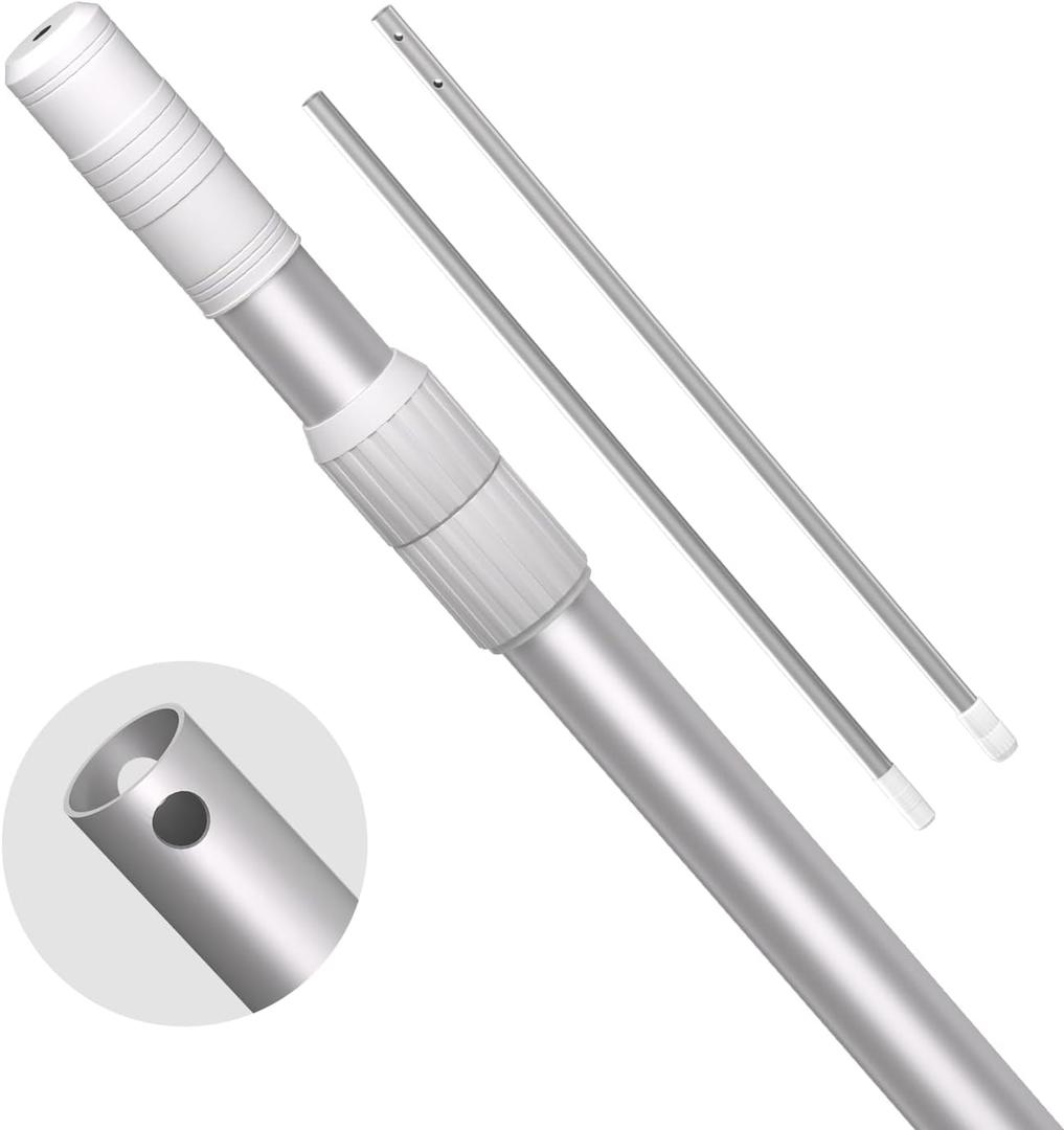 POOLPURE Pool Pole Telescopic, 8FT Aluminum Lightweigh Swimming Pool Pole, Adjustable Length 4 to 8 Feet for Skimmer Nets, Hook, Vacuum Heads and Brushes, Strong Grip & Twist Lock