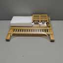 QUEENKAY Dish Drying Rack Collapsible 2-Tier Bamboo Dish Rack for Kitchen Counter Wooden Dish Drainer with Foldable Space-Saving Design for Dishes, Plates, and Cups