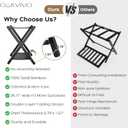 Fully Assembled Luggage Racks Set of 2, Bamboo Luggage Rack for Guest Room, Foldable Suitcase Stand with Fabric Storage Shelf for Bedroom, Hotel, Holds up to 165 lb, 26.77 x 16.93 x 22.5 Inches, Black