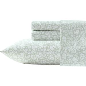 Laura Ashley - Sheets, Cotton Percale Bedding Set, Lightweight & Breathable Room Essentials (Heirloom Ditzy Green, Twin)