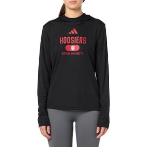 Adidas Women's Designed for Training Indiana University Lightweight Hoodie (Medium, Black/Team Victory Red/Indiana University)
