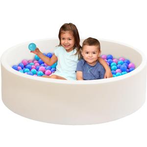 Baby Ball Pit for Toddlers, 47.2" x 13.8" Foam Ball Pit for Kids, Soft Round Ball Pool for Baby, Indoor and Outdoor Playpen, Ideal Gift for Children, White, (Balls not Included)