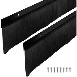 Door Sweep Brush Aluminum, 2 x 36 Inch, Black, 2 Set