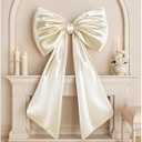 Froova Giant Bow Decoration Big Cream White Large Coquette Bow for Backdrop Birthday Party Room Wall Wedding Bride Decor, Ribbon Tie Hanging Gift Coquette Wall Decor (Satin, Internal Stability Layer)