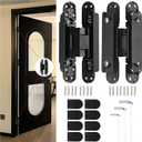 6" Hidden Hinges for Doors Invisible Hinge Concealed Hinges Zinc Alloy 180 Degree Swing Hinge 3 Way Adjustable Butt Silent Door Hinges 6 x 2.5 x 1 inch (Black Pack of 2)