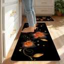 Set of 2 Kitchen Rugs - 17"x47"+17"x30" Kitchen Mats for Floor Washable Non Slip Front Door Mat Floor Rug for Home Kitchen Decorations, Sink, Office, Laundry (Lily)