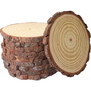 10 Pcs 8-9 Inch Unfinished Wood Slices for Centerpieces,Natural Wood Rounds for Crafts Rustic Wedding and Table Decorations,Wooden Discs with Tree Bark,Ideal for Crafts,Painting,and Holiday Decor