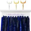 Premium Trophy Shelf and Medal Hanger Featuring Solid Wooden and Sturdy Ribbon Hooks. Wall Mount Medal Holder Display Gymnastics, Soccer, Running Race Medals Award.