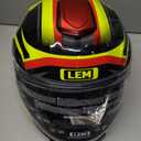 LEM Motorcycle Helmets Full Face, Helmets for Men DOT Certified, PINLOCK & DVS Dual Vision, Motorcycle Street Bike Helmet for Adults Fiberglass Shell Bluetooth Ready for Cruiser(Yellow/Red, Size M)